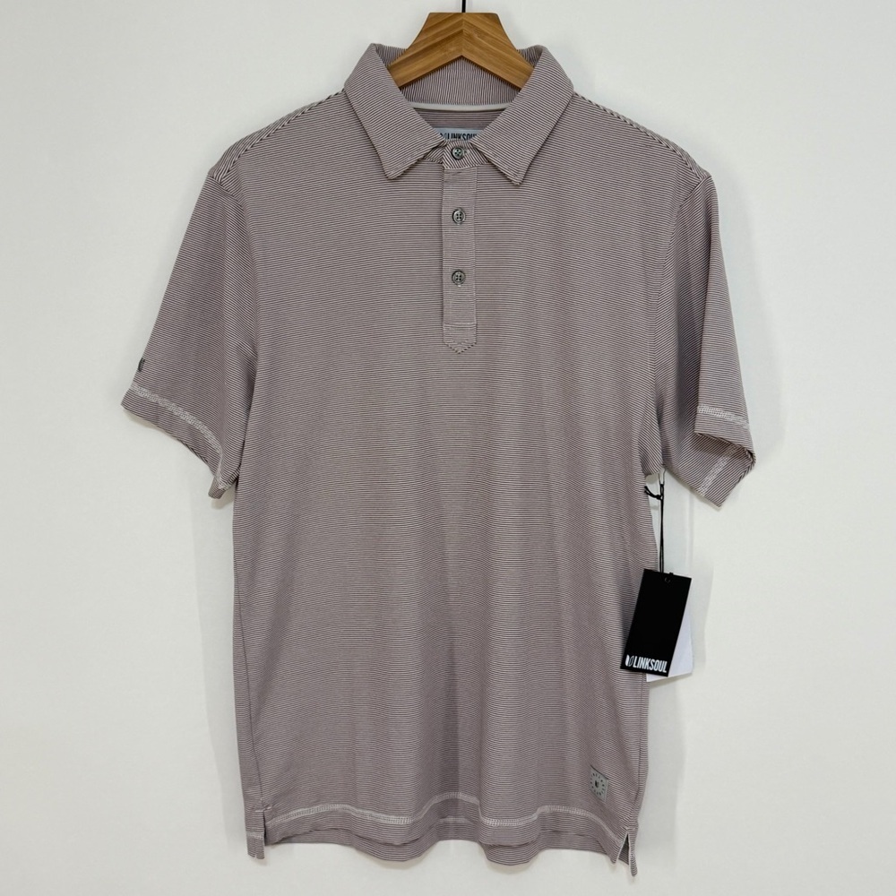 Linksoul Men's Monterey Microstripe Performance Polo Crimson Size Small